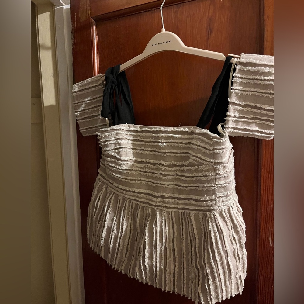 Moon River top: worn once. Tie straps and off the shoulder sleeves